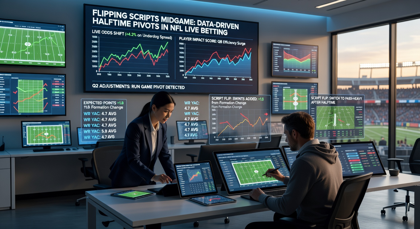 Data visualization of NFL halftime line movements and successful pivot bets from recent seasons