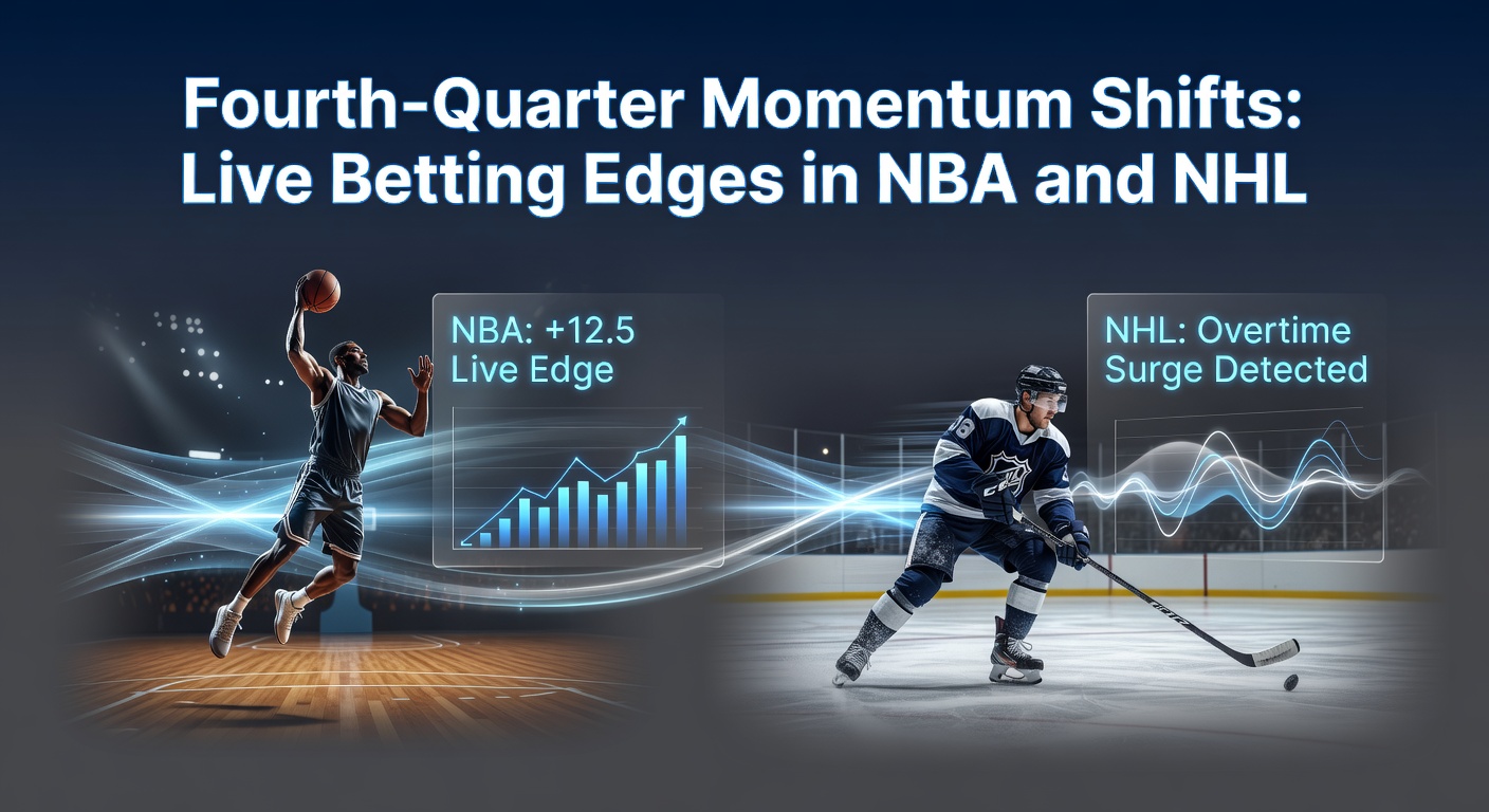 Dynamic NBA fourth-quarter action with players driving to the basket amid a tight score, capturing the intensity of live momentum swings