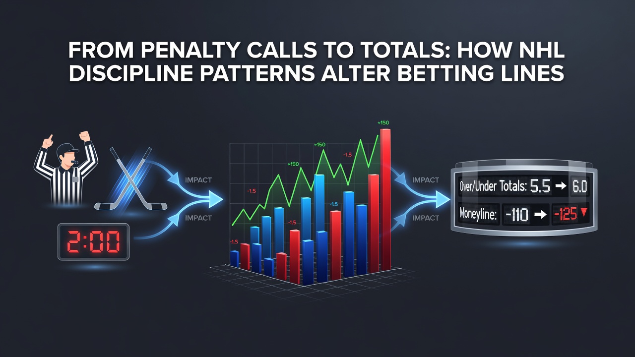 Chart showing NHL penalty minutes correlated with over/under betting line adjustments