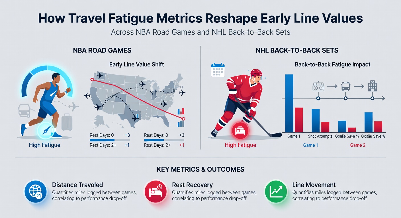 Chart comparing early line movements for fatigued NBA and NHL teams