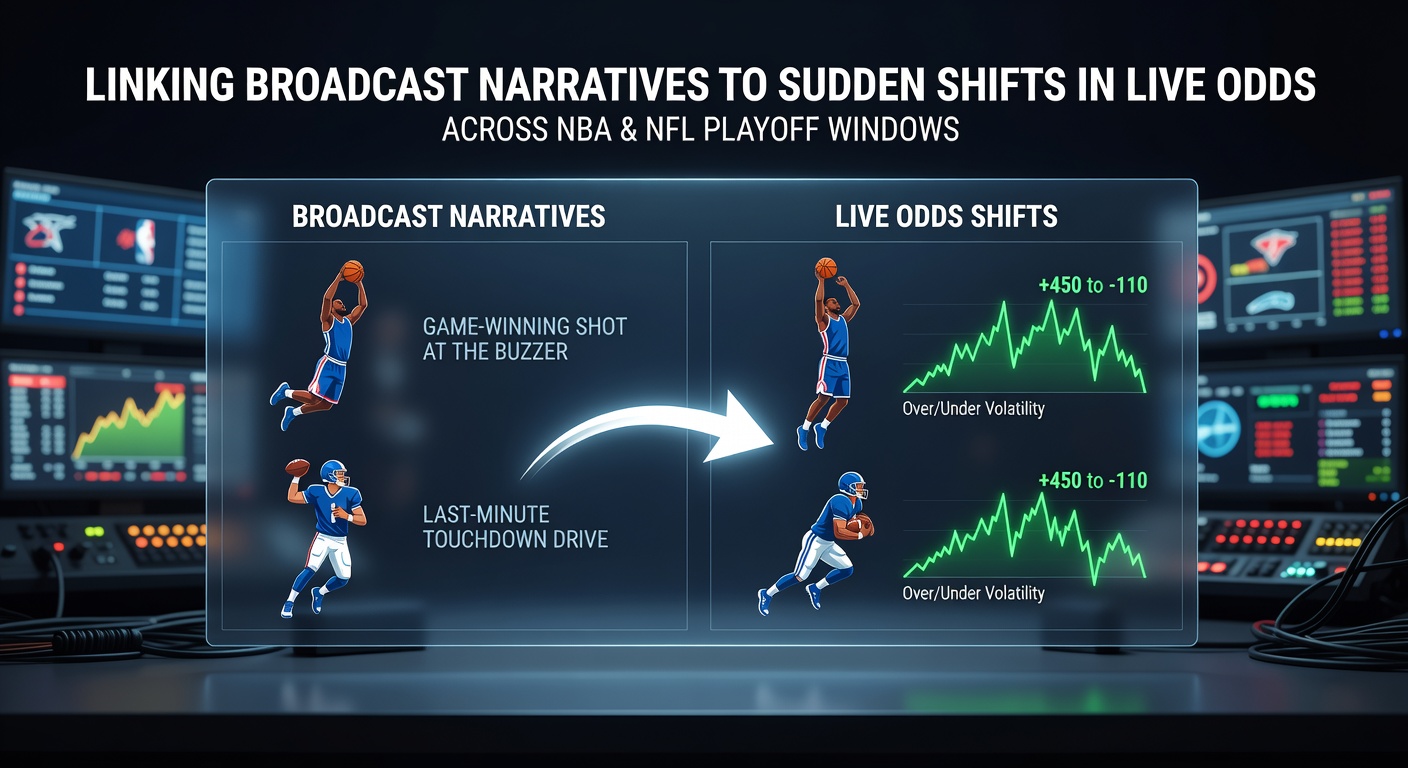 Broadcasters discussing game narratives during an NBA playoff broadcast that correlates with live betting market movements