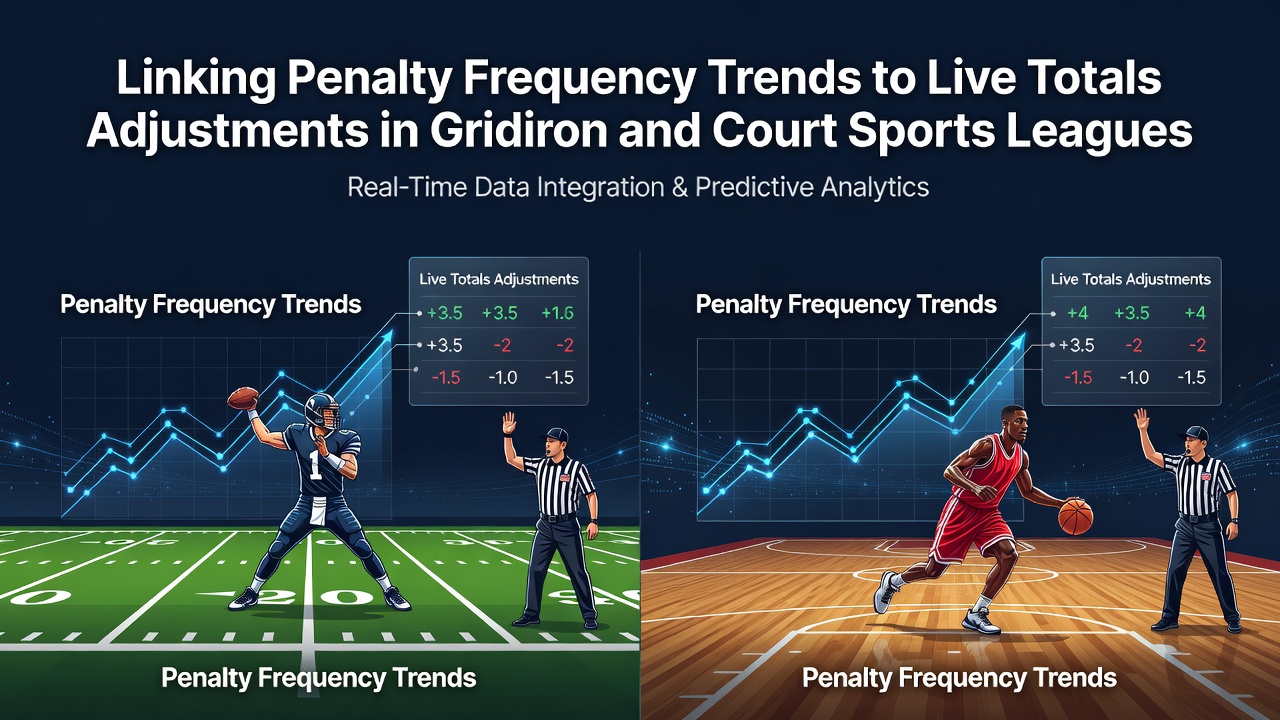 Penalty frequency charts overlaid on live totals movement graphs for NFL and NBA games