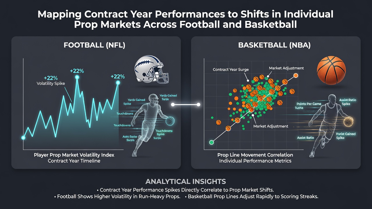 Detailed charts illustrating prop line movements tied to contract year statistics in NBA and NFL player markets