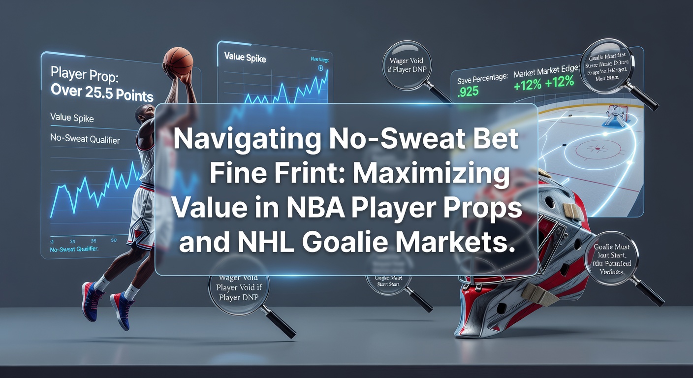 Close-up of a sportsbook app displaying no-sweat bet terms with highlighted fine print sections, alongside NBA player prop odds