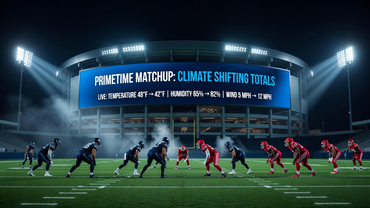 Interior view of an NFL domed stadium showing climate control systems and ventilation that influence game conditions during primetime matchups