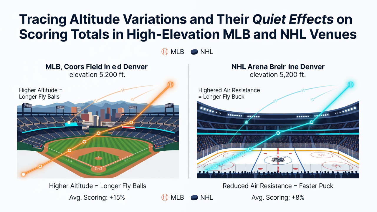 High-elevation baseball stadium at dusk showing thin air effects on play