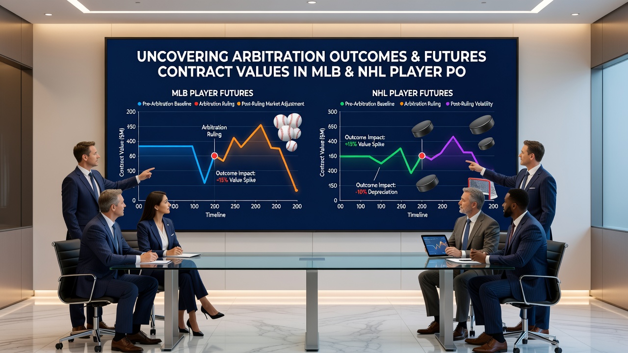 NHL and MLB player contract data overlaid on futures odds movement graphs